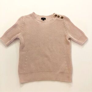 TALBOTS Knit Sweater 100% Cotton Baby Pink Short Sleeve Size M Petite Pullover